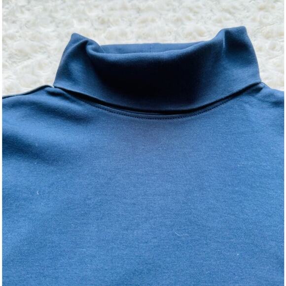 L.L. Bean Womens Pima Cotton Long Sleeve Navy Blue Turtleneck 214949 Medium - Picture 4 of 10